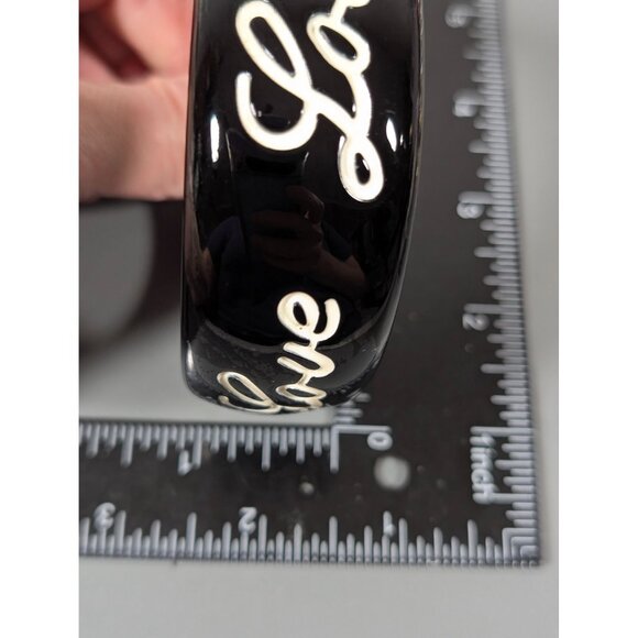 Chunky Black Bangle Bracelet LOVE Script 8.5" Retro Bold - Picture 9 of 9